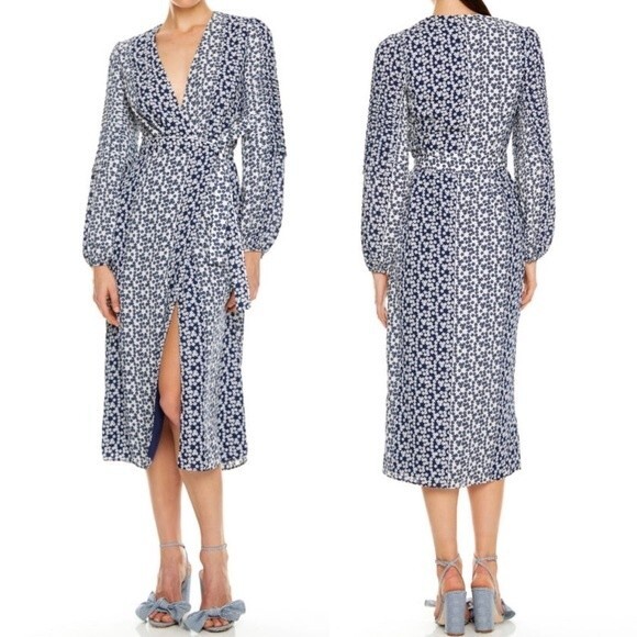 La Maison Talulah Midi Dress Women's Size Small Remember Me Navy & White Floral - Picture 14 of 14